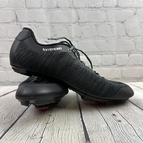 Tommaso Mens Strada Aria Black Knit Cycling Shoes Delta Cleats Size 13 US 47 New - Picture 1 of 11
